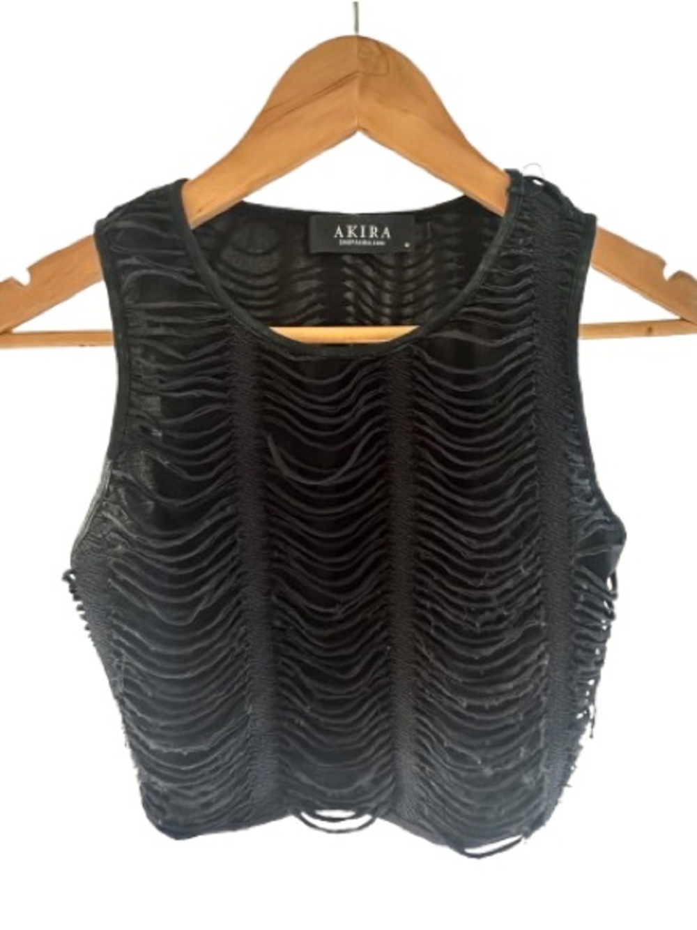 AKIRA Black Shredded Sleeveless Crop Tank